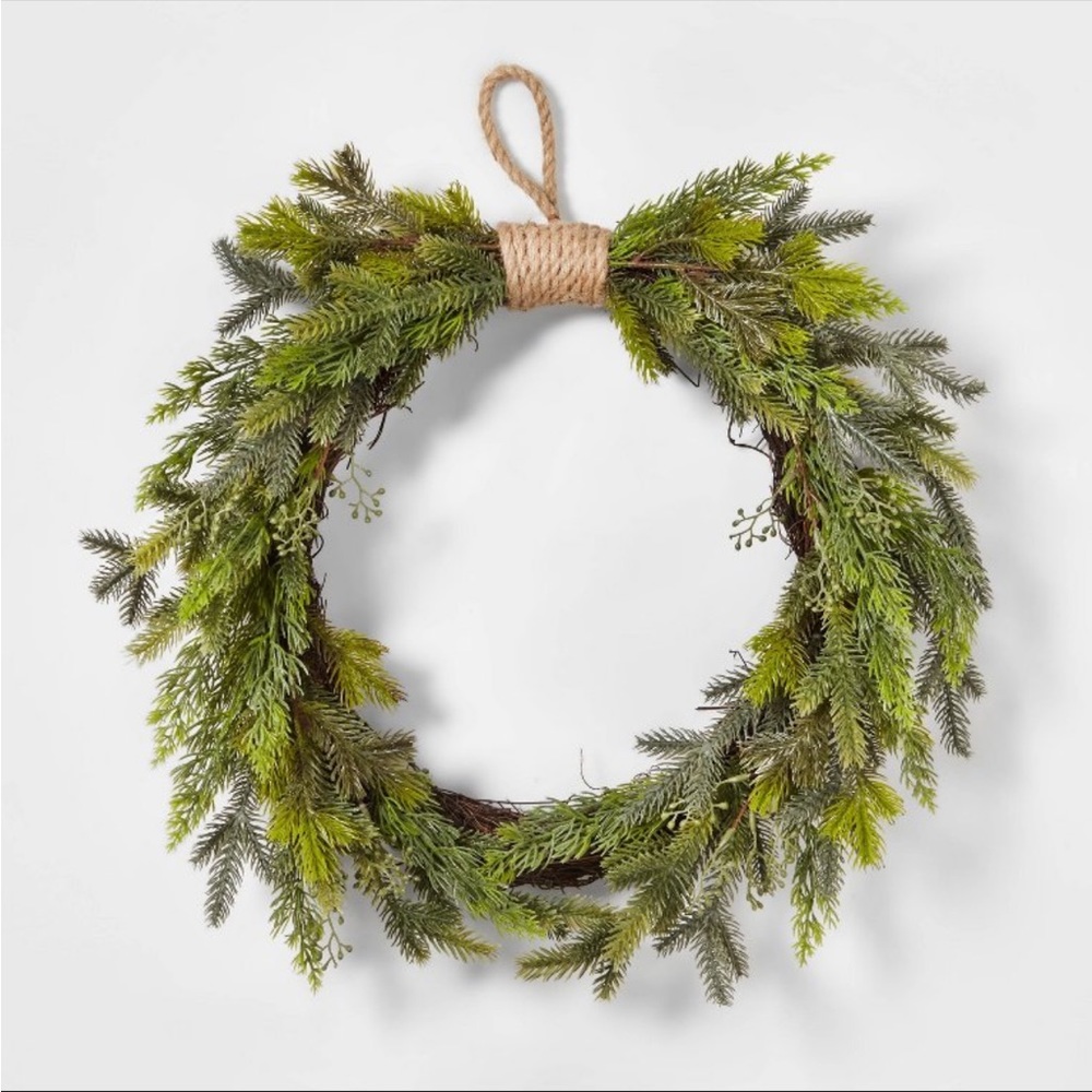 20” Mixed Greenery Christmas Artificial Wreath - Wondershop
